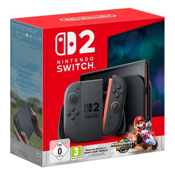 A Nintendo Switch 2 és a&nbsp;Mario Kart World játék csomagolásának részletes képe